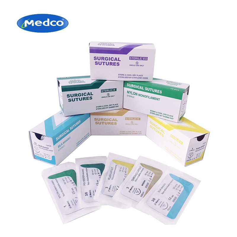 Medical Thread Polyglycolic Acid 910 Surgical Suture Needle Nylon Surgical Suture Silk PGA Pdo Pds Pgla Chromic Catgut