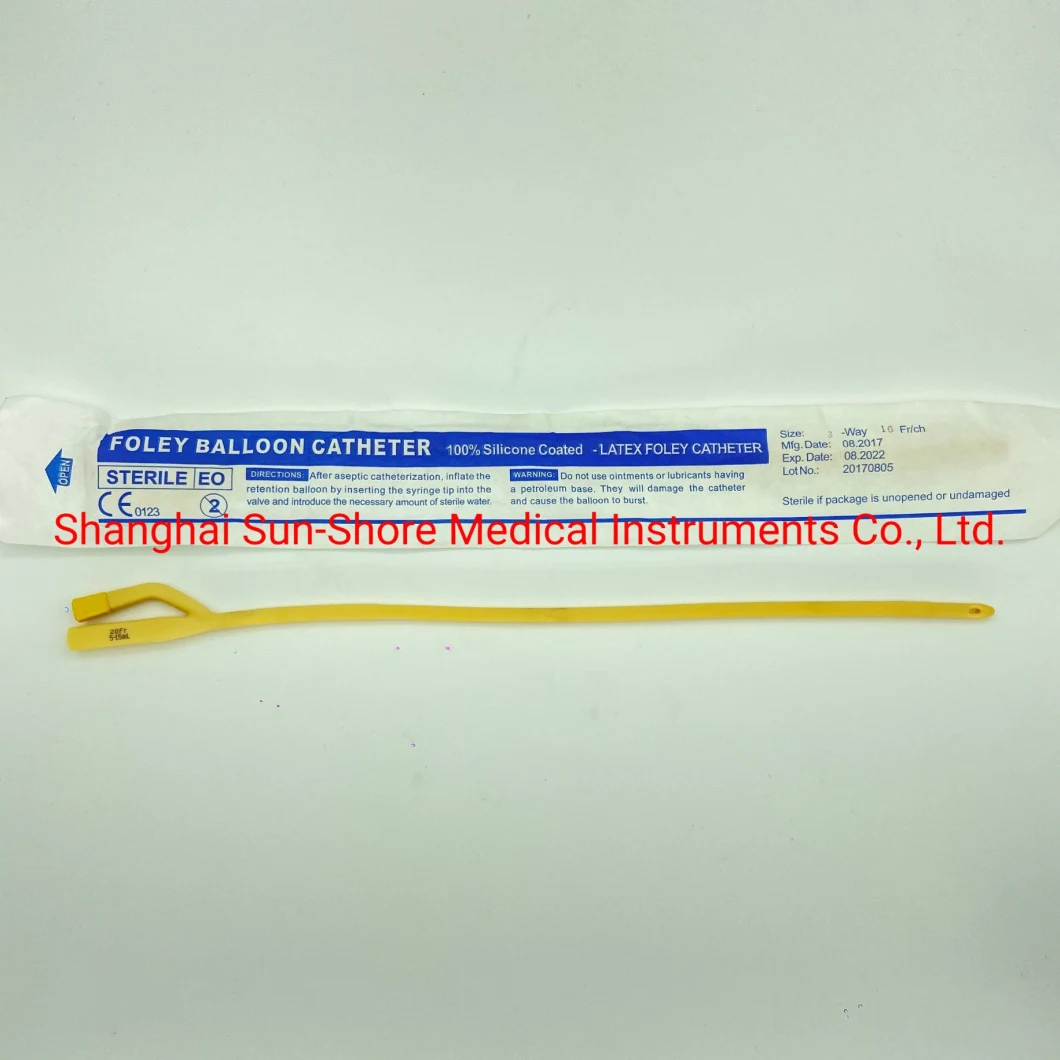 CE/ISO Certified Medical Disposable Sterile Silicone Coated Latex Foley Balloon Catheter / Urinary Catheter