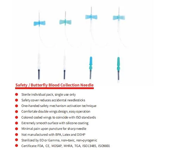 Scalp Vein Set Safety Blood Collection Butterfly Needle with Holder FDA CE