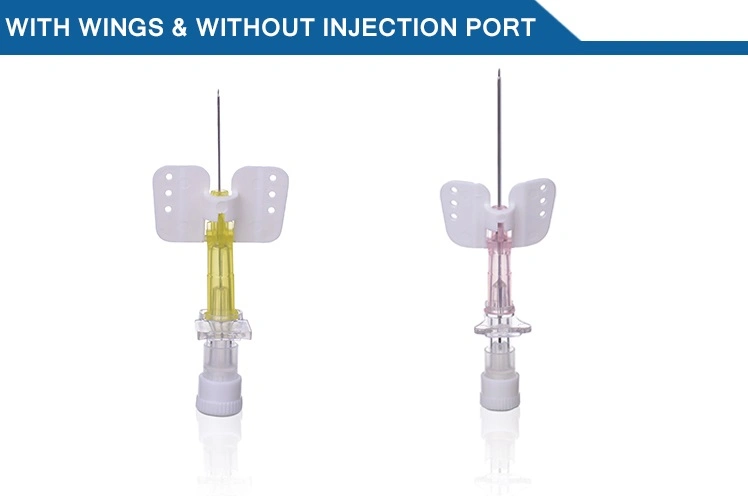 Disposable Safe IV Cannula with Butterfly Wings and Injection Port