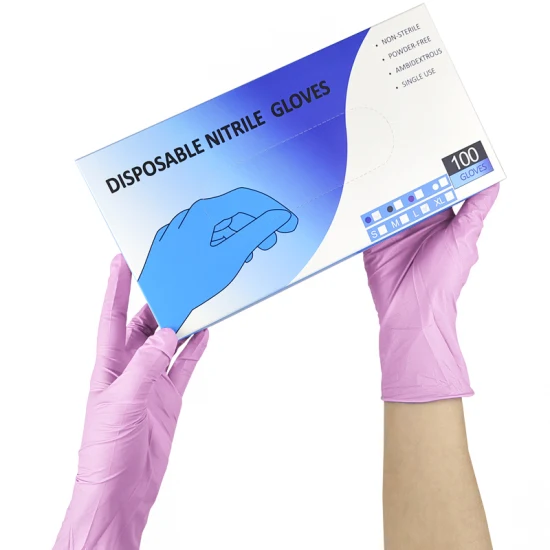 CE-FDA-Handschuhe, puderfreie Einweg-Inspektion, umweltfreundlich, industrielle Untersuchung, schützende, nicht medizinische Arbeitshandschuhe aus blauem/weißem/schwarzem Nitril